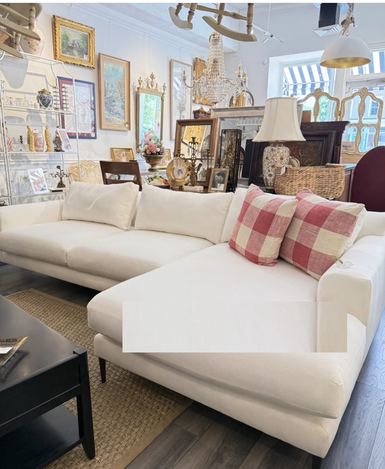 West Elm Haven Sectional in cream boucle with a chaise