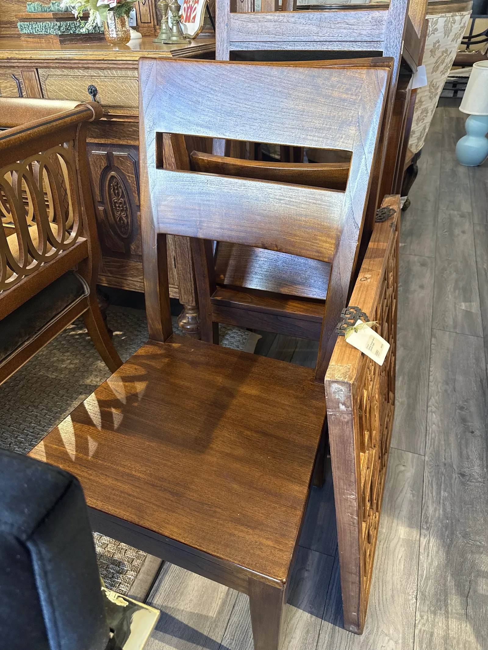 Wood folding rack with cane top