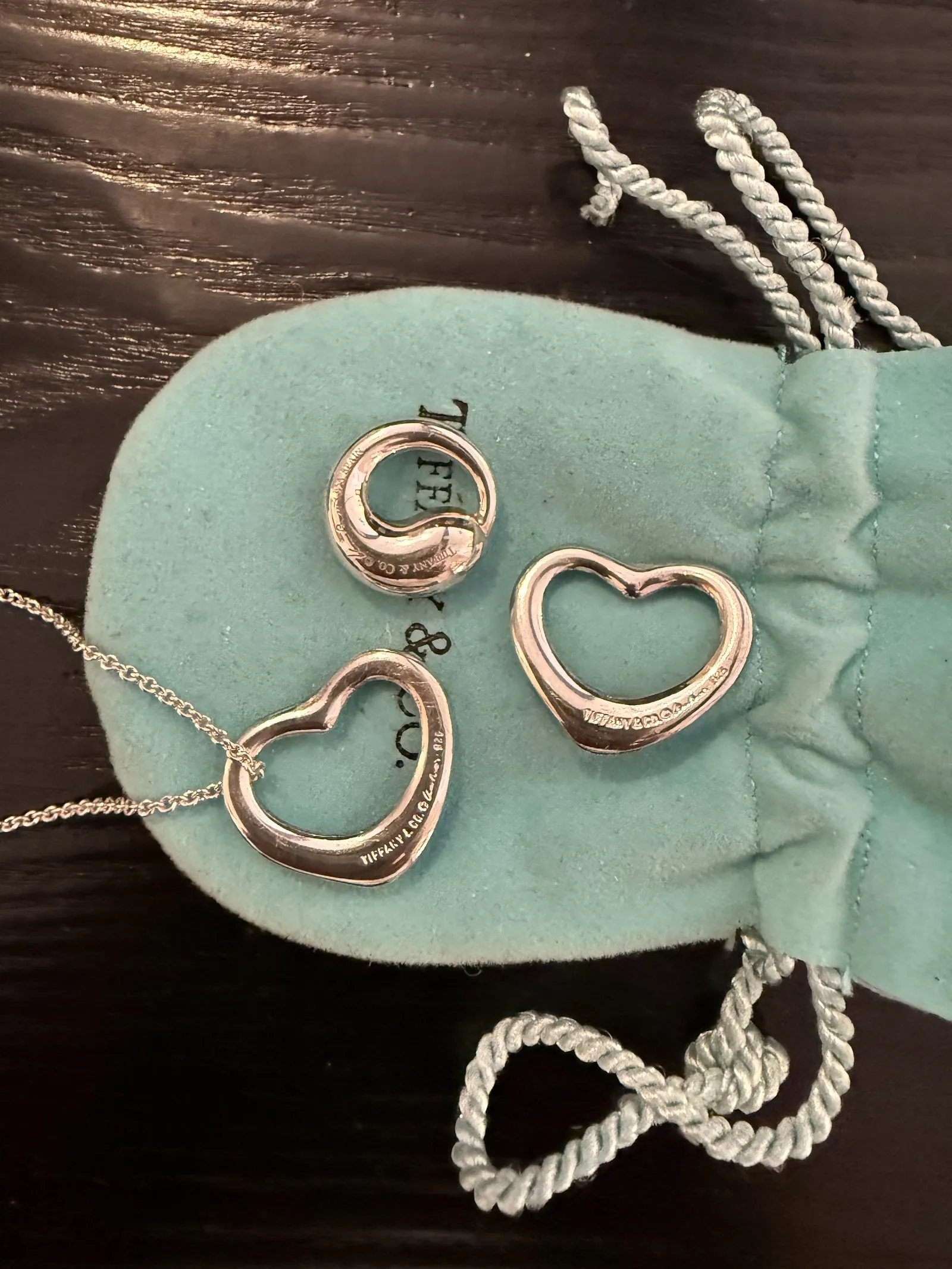 Tiffany and Co. heart necklace and earrings