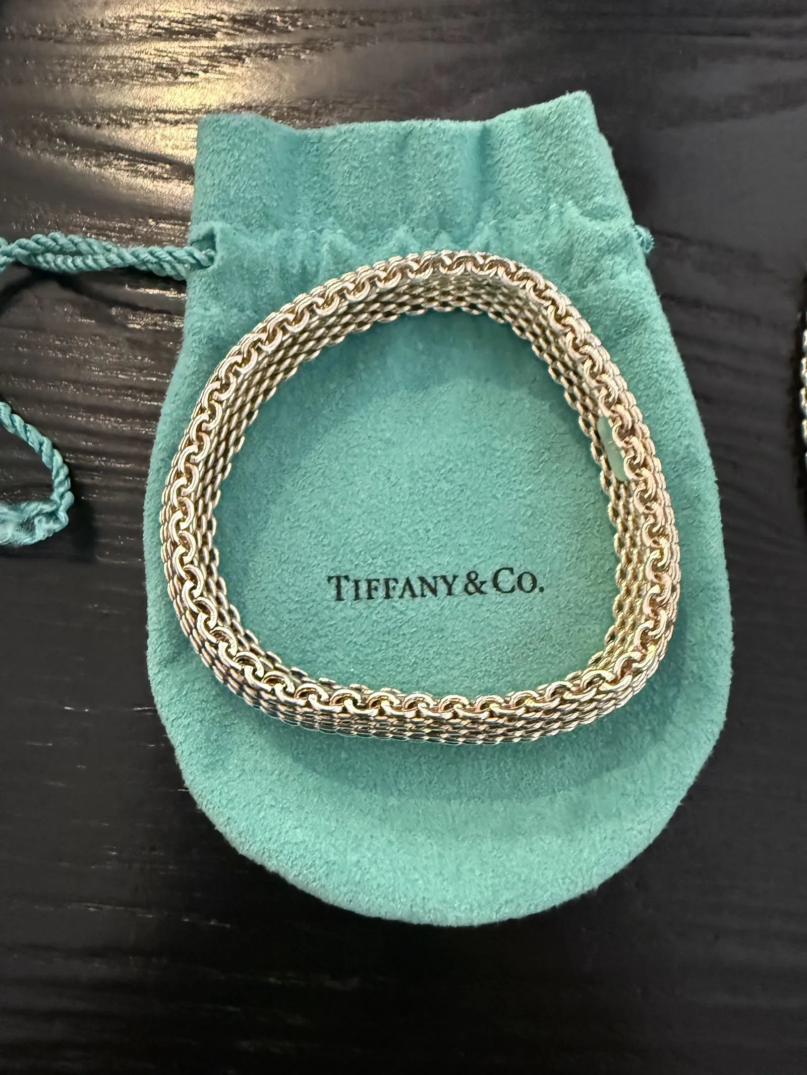 Tiffany and Co. drawstring jewelry pouch